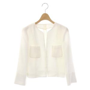 ノーカラージャケット 七分袖 38 白 ホワイト