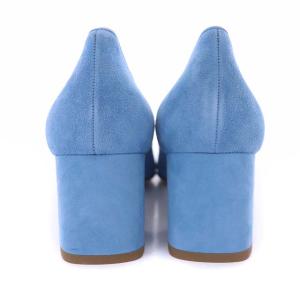 TOMORROWLAND パンプス チャンキーヒール ポインテッドトゥ スエード 37 23.5?24.0cm 水色 ライトブルー