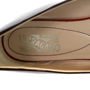 Salvatore Ferragamo パンプス ヴァラ バイカラー リボン パテントレザー 8 25.5cm レッド ブラウン