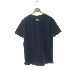 AMERICANA BEAUTY&YOUTH×Cats ISSUE MEOW 半袖 Tシャツ カットソー プリント クルーネック 紺 白 ネイビー