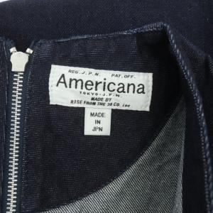 AMERICANA ワンピース デニム 七分袖 ストレート ロング Vネック M 紺 ネイビー