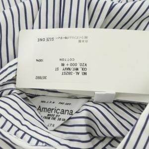AMERICANA 長袖 ストライプシャツ ボタンダウン 白 紺 ホワイト ネイビー