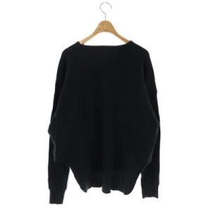 AMERICANA ワッフル ロンT カットソー クルーネック コットン 長袖 ブラック