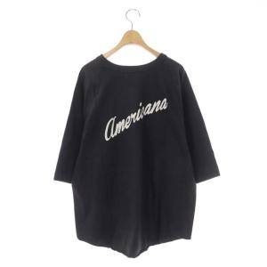 AMERICANA 七分袖バックプリントTシャツ カットソー プルオーバー チャコールグレー