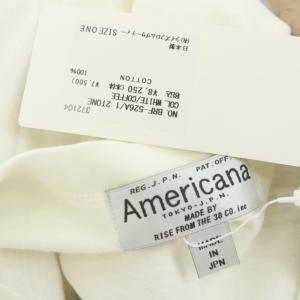 AMERICANA ベースボールTシャツ カットソー 七分袖 クルーネック ラグラン バックプリント チュニック F 茶色 ブラウン 白 ホワイト