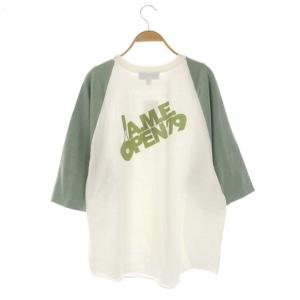 カットソー ベースボールTシャツ 七分袖 プルオーバー クルーネック ホワイト グリーン