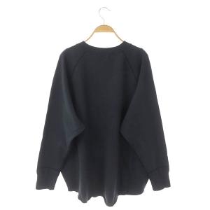 AMERICANA カットソー スウェット 長袖 プルオーバー カットオフ サイドジップ プリント クルーネック 墨黒