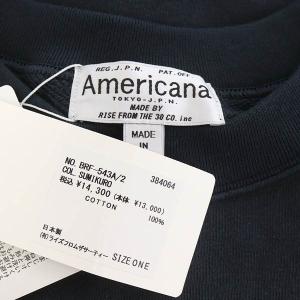 AMERICANA カットソー スウェット 長袖 プルオーバー カットオフ サイドジップ プリント クルーネック 墨黒