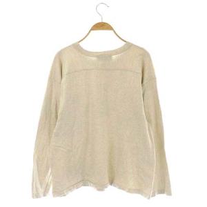 AMERICANA ロゴ 長袖 カットソー クルーネック プリント ライトベージュ ライトグレー