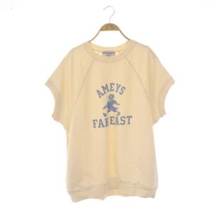 カットソー スウェット 半袖 プルオーバー アントウィッシュ裏毛 ラグラン プリント クルーネック ベビーベージュ