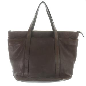 MARGARET HOWELL idea レザー トートバッグ ハンドバッグ ロゴ 切替 茶色 ブラウン