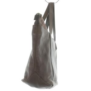 MARGARET HOWELL idea レザー トートバッグ ハンドバッグ ロゴ 切替 茶色 ブラウン