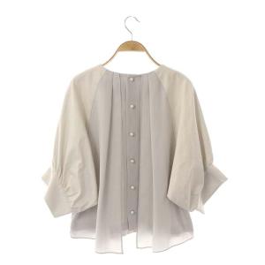 ADORE 18SS プレミアムコットンバックボタンカットソー プルオーバー バルンスリーブ 38 ライトグレー