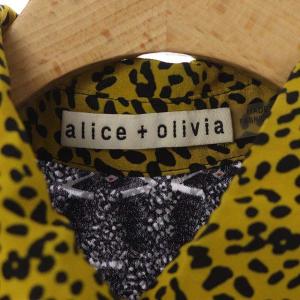 alice + olivia ブラウス シャツ ステイシープリント 長袖 前開き 総柄 シルク 比翼ボタン マルチカラー