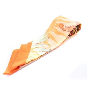 ツイリースカーフ 馬と不死鳥 シルク オレンジ イエロー