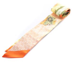 HERMES ツイリースカーフ 馬と不死鳥 シルク オレンジ イエロー