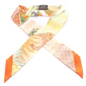 HERMES ツイリースカーフ 馬と不死鳥 シルク オレンジ イエロー