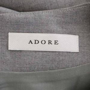 ADORE ライトストレッチ リボンスリーブワンピース 長袖 ミモレ丈 Iライン 38 グレー
