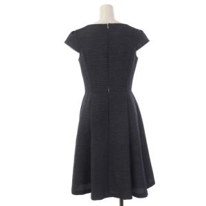 TOCCA LAGOON キャップスリーブワンピース ドレス フレア タック 膝丈 Vネック 0 紺 白 ネイビー ホワイト