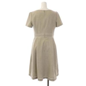 TOCCA ESCAPE ドレス ワンピース 半袖 台形 タック 膝丈 ラウンドネック 0 ライトグレージュ