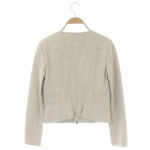 ANAYI レザージャケット 総裏地 ジップアップ ノーカラー 36 アイボリー