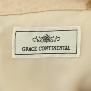 GRACE CONTINENTAL ニットワンピース 七分袖 タイト ミニ バックフリル 花柄 ラウンドネック 36 ベージュ