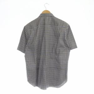 COMME des GARCONS HOMME AD2018 19SS チェック柄 パッチワーク 半袖 シャツ L 紺 ネイビー 茶 ブラウン オフホワイト