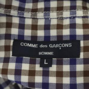 COMME des GARCONS HOMME AD2018 19SS チェック柄 パッチワーク 半袖 シャツ L 紺 ネイビー 茶 ブラウン オフホワイト