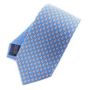 ネクタイ レギュラータイ 総柄 シルク ブルー