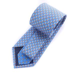 Salvatore Ferragamo ネクタイ レギュラータイ 総柄 シルク ブルー