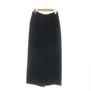 ウール ワイドパンツ ハイウエスト 36 ブラック