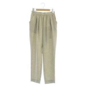 タックパンツ テーパード イージー リネンライク 36 ライトグレージュ