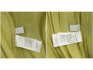 CELFORD リブドッキングワンピース ロング 長袖 ニット サテン 36 ライム