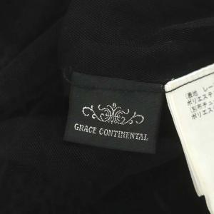 GRACE CONTINENTAL フラワーレースワンピース ロング 長袖 キャミソール付き 36 白 ブラック ホワイト