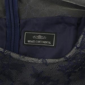 Diagram GRACE CONTINENTAL ワンピース ロング 七分袖 チュールレース 切替 36 紺 ネイビー