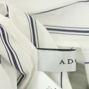 ADORE 22SS スリットロングブラウス プルオーバー フレンチスリーブ 38 白 紺 ホワイト ネイビー