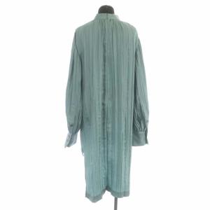 ADORE 20AW FLOWINGプリーツロングブラウス チュニック丈 長袖 バックテール 38 ミントグリーン