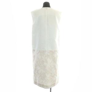 ADORE 22SS フラワージャガードコンビワンピース ロング ノースリーブ 切替 38 ベージュ 白 ホワイト