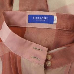 BLUE LABEL CRESTBRIDGE シャツワンピース 長袖 膝丈 クレストブリッジチェック バンドカラー 36 赤 レッド
