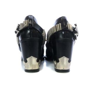 TOGA PULLA ブーティ ブーツ ショート チャンキーヒール ポインテッドトゥ レザー 37 24cm 黒 ブラック