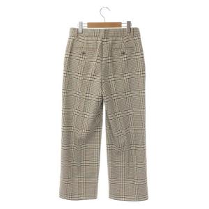 Aquascutum ハウンドトゥースチェックパンツ ワイド スラックス 10 ベージュ マルチカラー