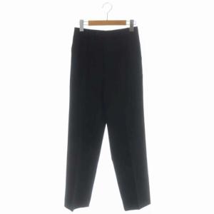 ウール ストレートパンツ スラックス タック センタープレス 2 ブラック