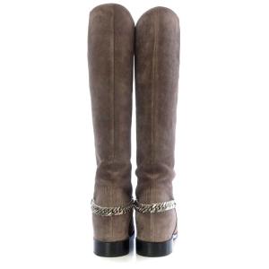 Christian Louboutin CATE ブーツ ロング ハイヒール スエード チェーン 37.5 グレージュ