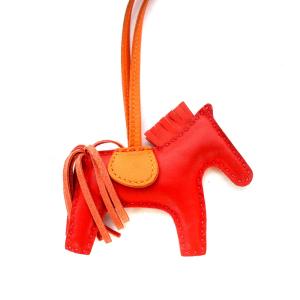 HERMES ロデオPM チャーム レザー レッド オレンジ