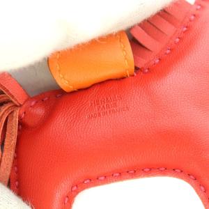 HERMES ロデオPM チャーム レザー レッド オレンジ