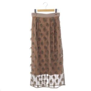 アメリ AMERI MOTIF PENCIL SKIRT ペンシルスカート タイトスカート ロング レース M オレンジ グレー