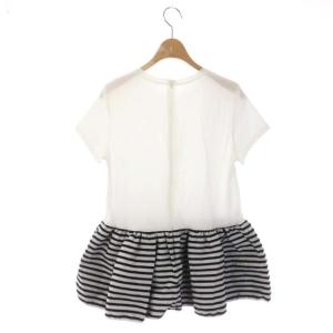 BORDERS at BALCONY PEPLUM TEE Tシャツ カットソー 半袖 ペプラム 切替 ボーダー 36 白 黒 ホワイト ブラック