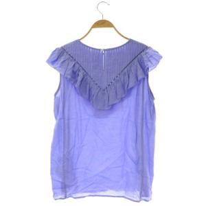 Spick&Span 22SS ノースリーブフリルブラウス クルーネック ピンタック プルオーバー 紫 パープル