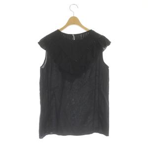 Spick&Span 22SS ノースリーブピンタックフリルブラウス プルオーバー 黒 ブラック