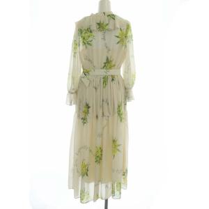 Diagram GRACE CONTINENTAL 22SS フラワーロゴプリントワンピース 長袖 ベルト付き 36 アイボリー イエロー グリーン